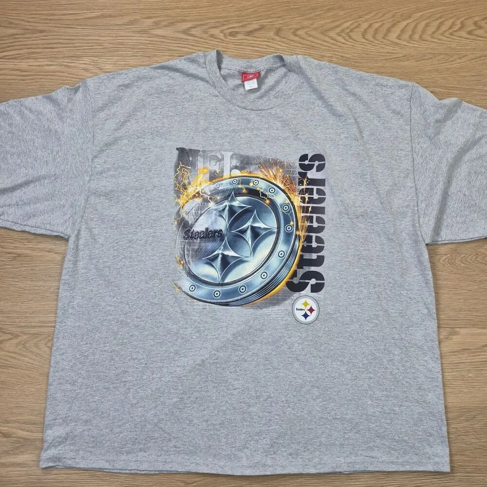 Vintage Pittsburgh Steelers T Shirt Mens 4XL Huge Graphic Logo Spellout Print